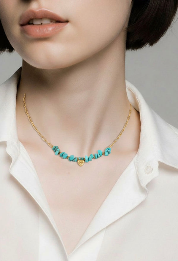 Turquoise Heartstone Necklace 🦋