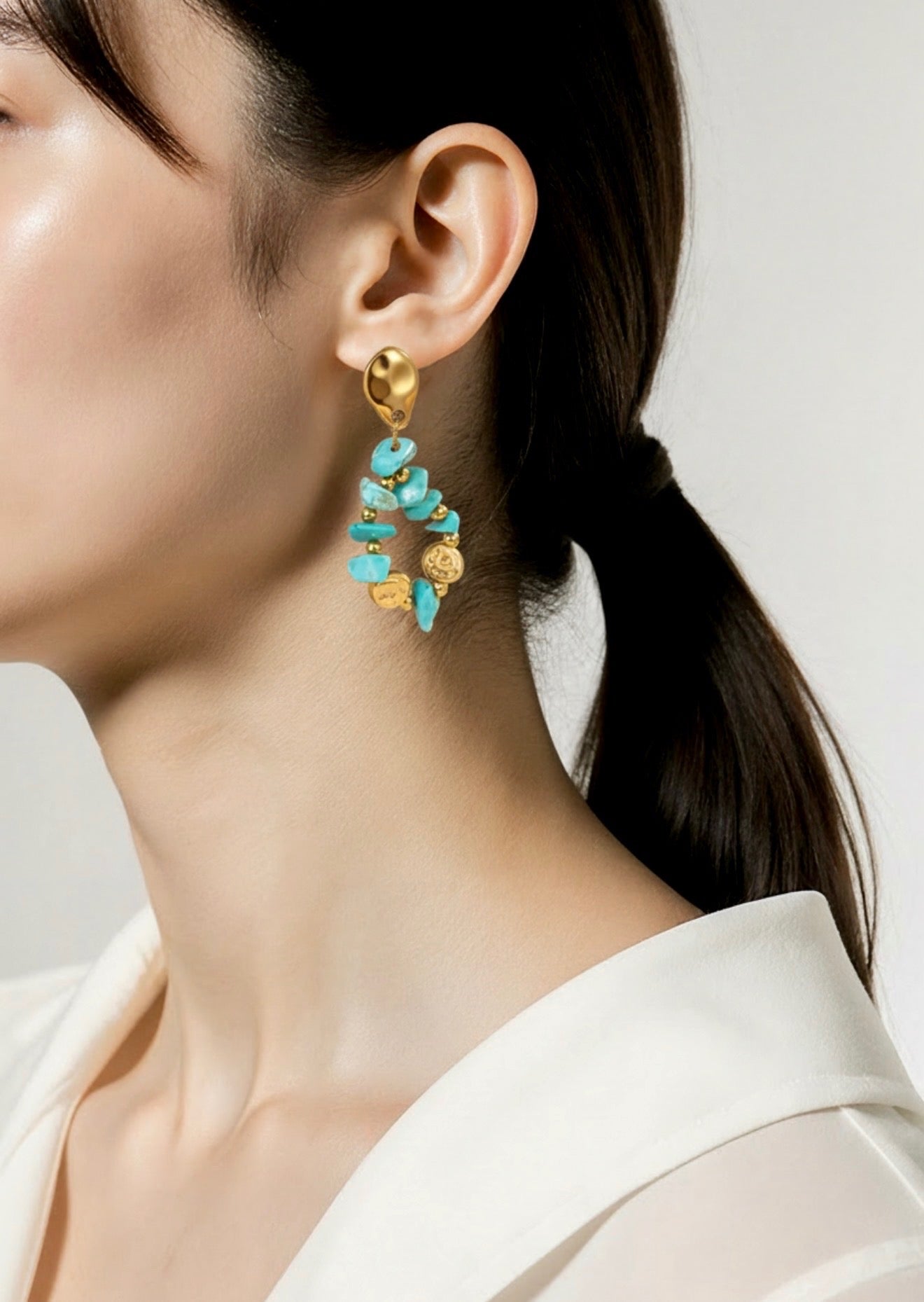 Aqua Muse Bohemian Stone Earrings ✨