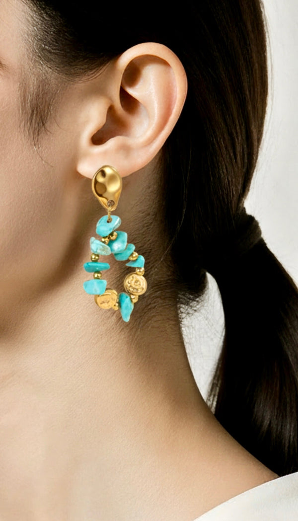 Aqua Muse Bohemian Stone Earrings ✨