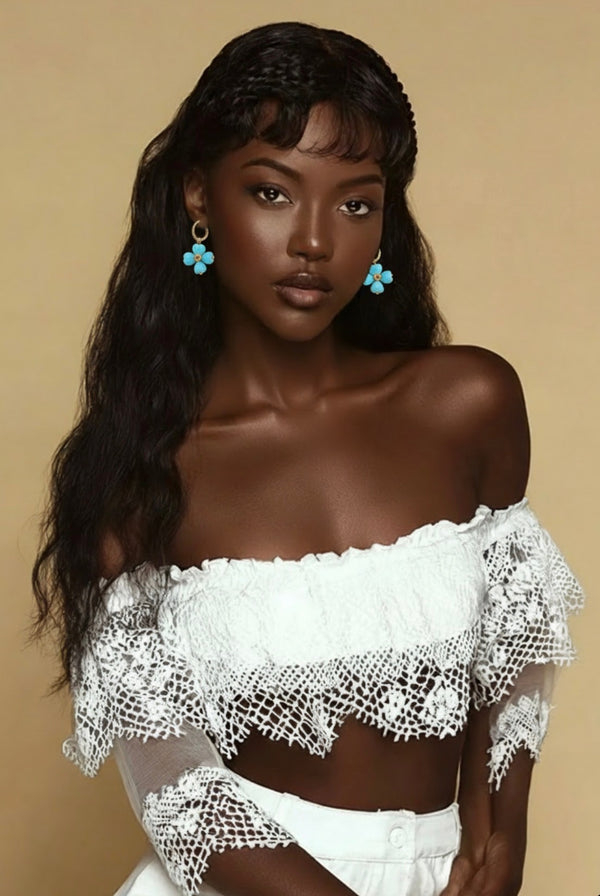 Turquoise Blossom Hoops ✨