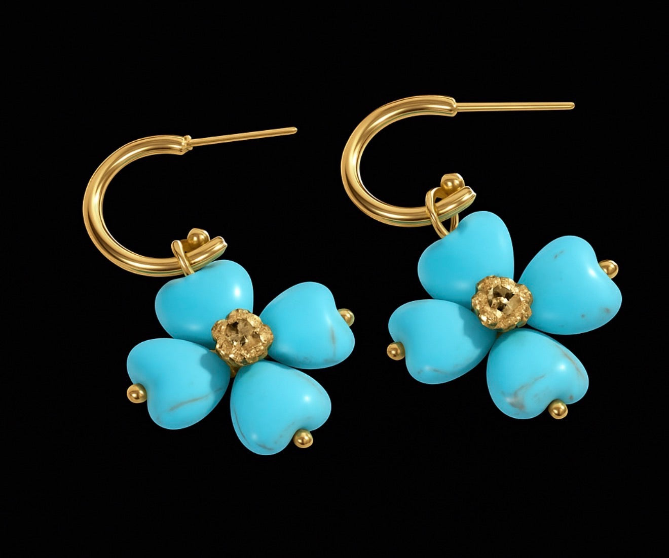 Turquoise Blossom Hoops ✨