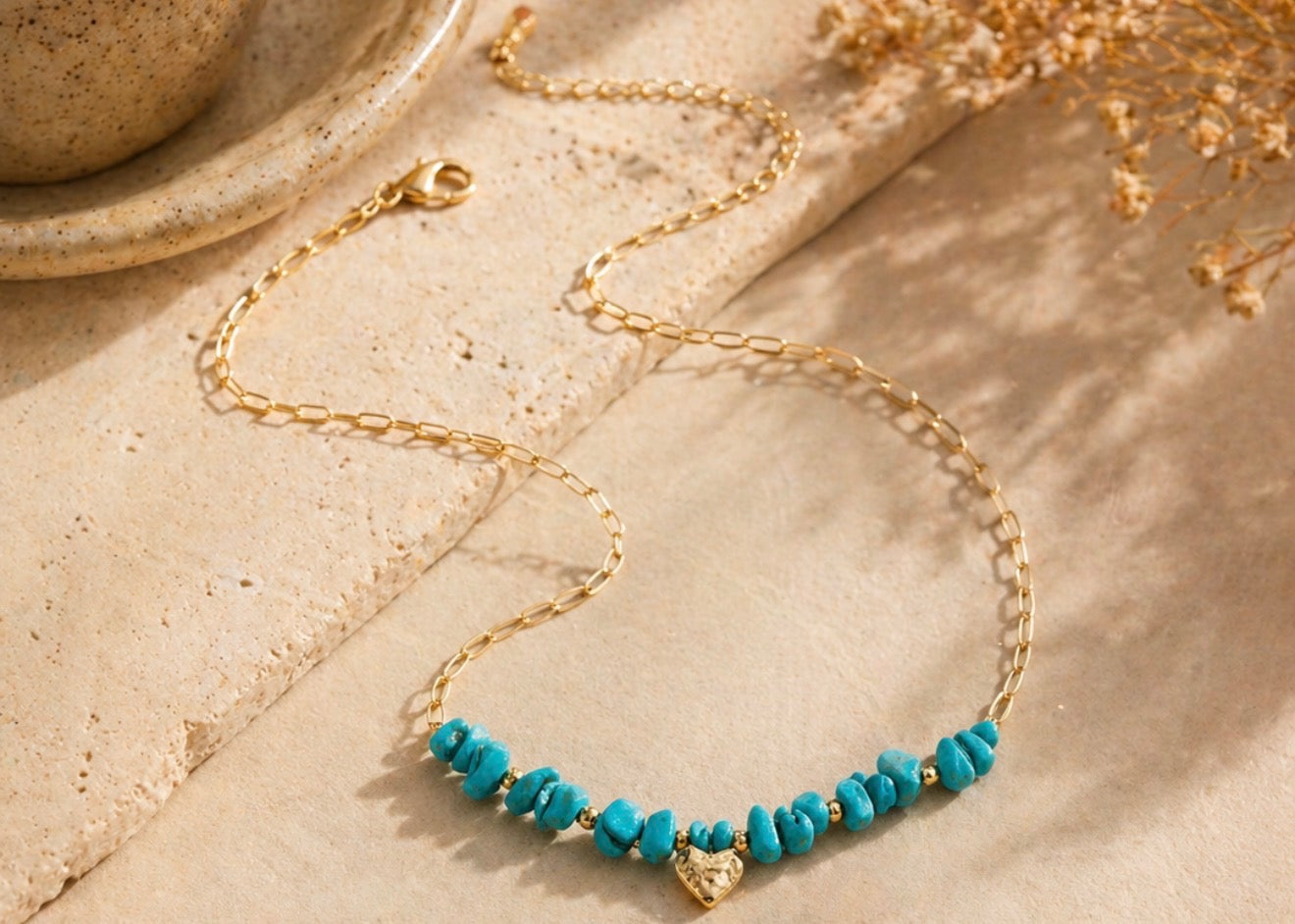 Turquoise Heartstone Necklace